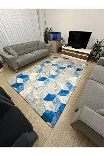 ALLGELSİN 6m2 metri Husa de covor patrata lavabila - 200x300cm, fund elastic, dungi moderne