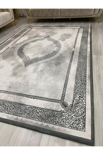 ALLGELSİN 6m2 Meter Square Washable Carpet Cover - 200x300cm, Elastic Bottom, Modern Striped