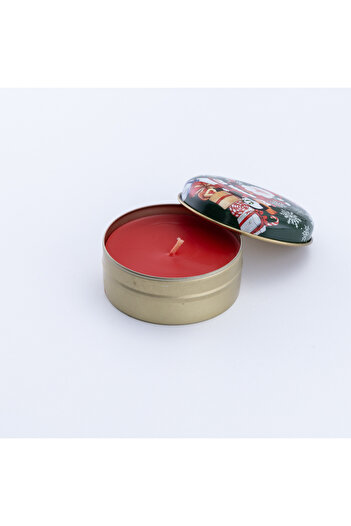 Bimotif Christmas Candle in a Metal Box, Santa Claus and Penguins