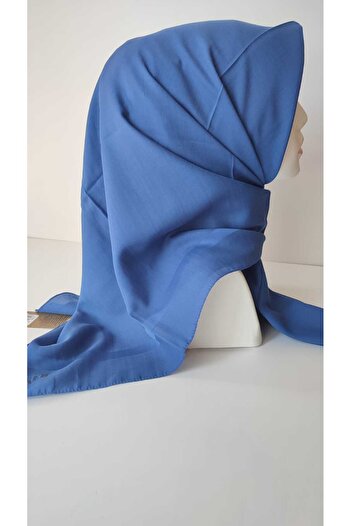 Aker 924 Model Saks Blue Plain Cotton Scarf