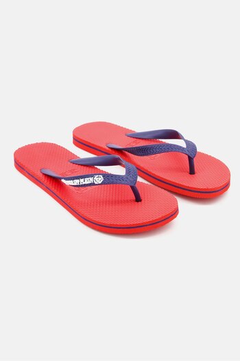 PHILIPP PLEIN Men Slip On Brand Logo Slippers, Red