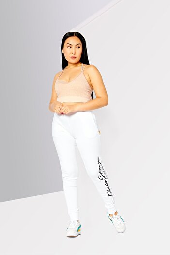 Plein Sport Women Sportswear Fit Training Sweatpants, White