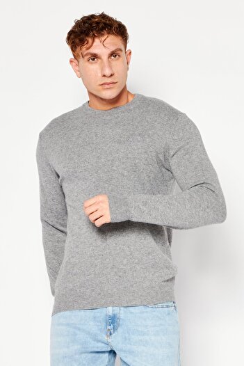 Cavalli Class Men Round Neck Long Sleeve Knitted Sweater, Grey