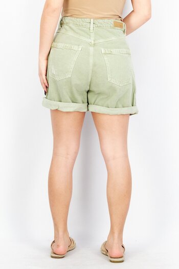 Esprit Women Washed Denim Shorts, Olive