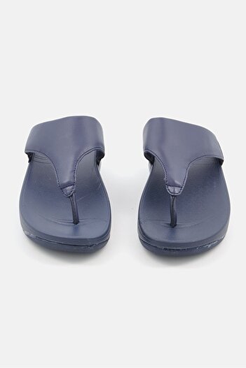 XOXO Women Leather Upper Slip On Casual Slippers, Navy