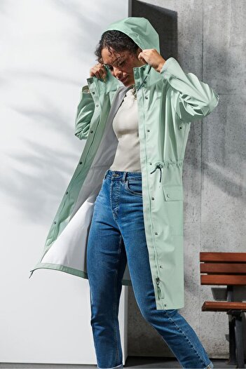 Tchibo Women Nylon Hooded Parka Jacket, Green