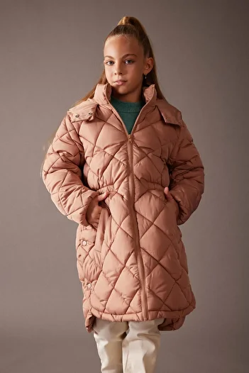 DeFacto Water Repellent, Hooded Long Coat for Girls - A0890a823au