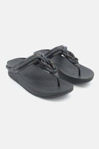 Fitflop Women Fino Crystal Chord Slip On Slandals, Black