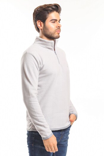 Slazenger Casual Collar Zippered Sports Sweatshirt Gray