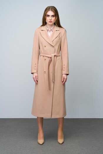 Olcay KAMEL 3009 - Double Breasted Intermediate Coat with Epaulet and Polo Pockets