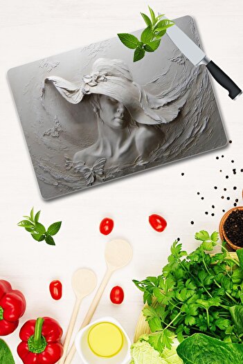 Saban 30X40 cm Painting Patterned Glass Cutting Board
