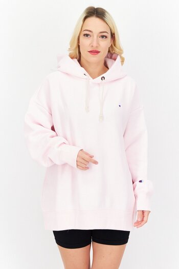 Champion Women Sportswear Fit Long Sleeve Outdoor Hooded Sweatshirt, Light Pink