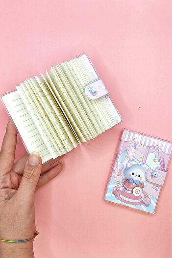 Limmy Teddy Bear A7 Notebook, Snap Pocket Notebook - Pink
