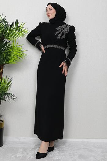 GİZ AGİYİM Μαύρο Φόρεμα Hijab - Hazal
