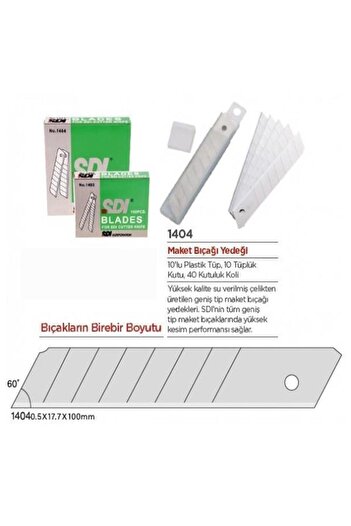 Artlantis Maket Bıçağı Yedeği Geniş 3 Tüp 10 lu 18 mm SDI Falçata Bıçağı Yedek Ağızları Koli Karton Kesici Hob