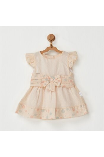 andywawa Ac22653 Bebek Elbise Dress Pompom Vanilla Cream