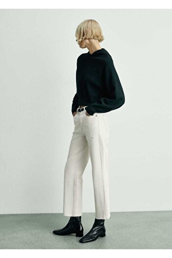 MANGO Woman White Crop Jeon - Straight Cut