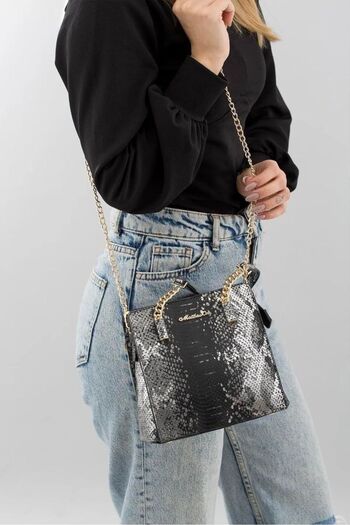 Matthew Cox Black-Gray-Snake Women's Handbag T763