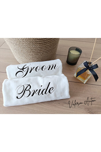 Valeria Anton Набір рушників для нареченої та нареченого з вишивкою Bride & Groom