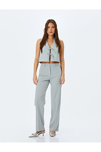 Koton Front Tie Bow Detailed V-Neck Vest