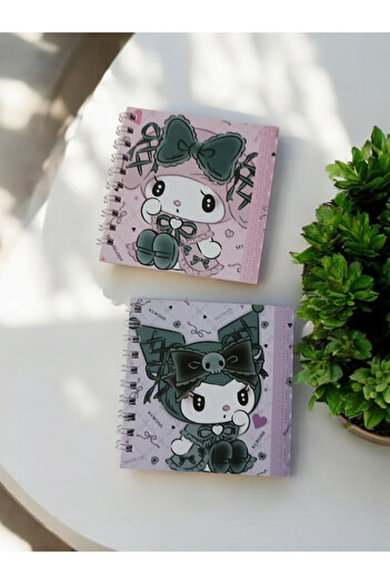 nihonwosekai 2 bucăți Sanrio Kuromi My Melody 8x8cm Mini Bloc de note Anime Spiral
