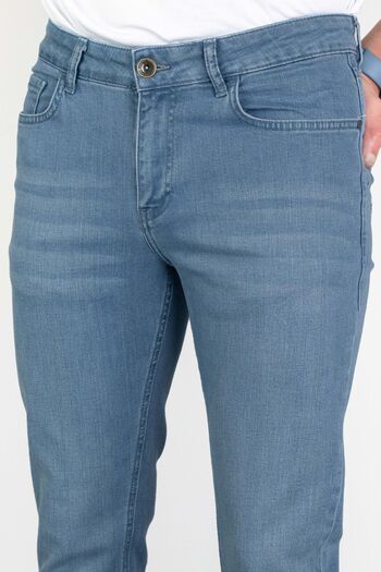 HLT JEANS Ανδρικό τζιν παντελόνι με μπλε λεπτή εφαρμογή Lycra Flexible Grinded Hlthe001941