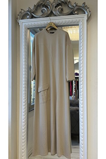 Invee Invee 7040 Beige Two Yarn Dress