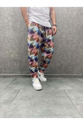 FıttingRoom Patterned Bohemian Leg - Straight Trousers with Elastic Waist