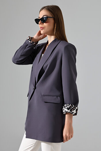 COCOCİX Leopard Lining Shawl Collar Women's Jacket