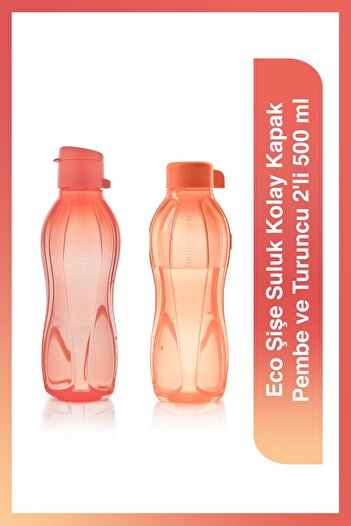 Tupperware Eco Bottle Easy Cover Water Bottle and Flask Pink and Orange 2-Piece 500ml