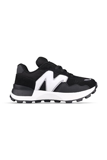 M.P. Women's Lace-Up Black-White Sneakers