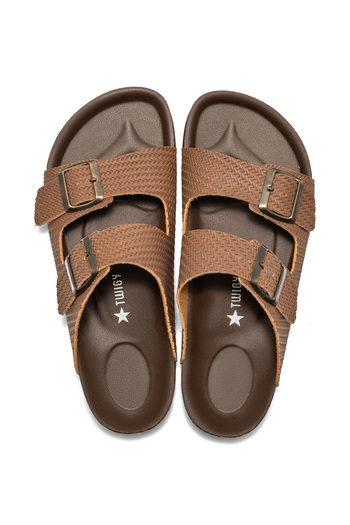 Twigy Men's Toni Braided Slippers - Brown, 41/45