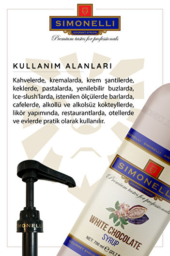Simonelli Kahve Ve Kokteyl Şurubu Beyaz Çikolata Aromalı 700 ml Pompa