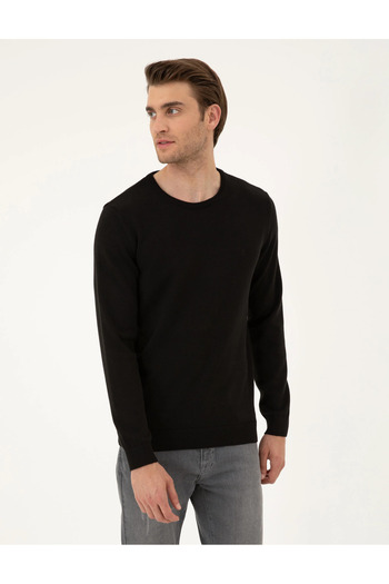 Pierre Cardin Black Slim Fit Crew Neck Knitwear Sweater