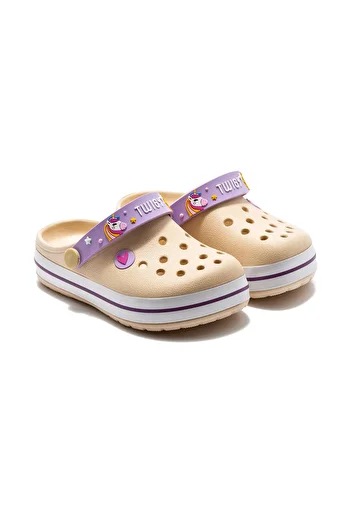 Twigy Beige Colored Seli Kids Sabo Slippers - 25/30