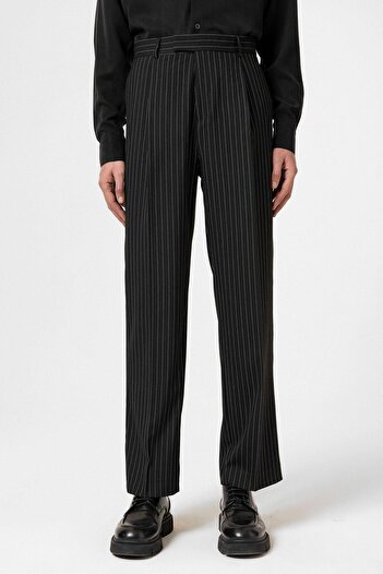Antioch Black Striped Relaxed Fit Men's Trousers