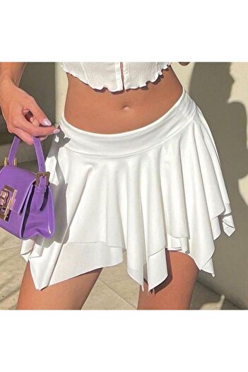 DEEP BEACH Asymmetrical Layered Micro Skirt