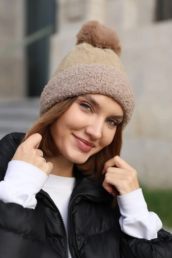 REMSA Γυναικείο Beret 1136 Mink - Pompom Detailed