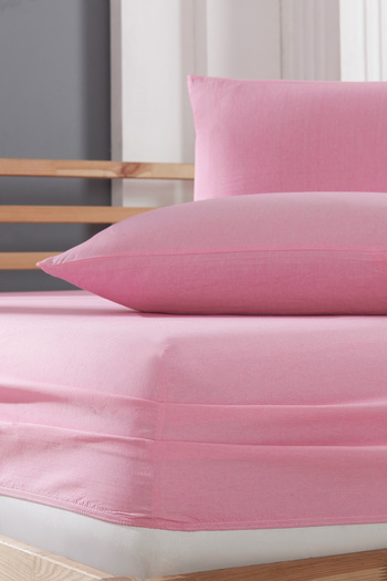 Rebeka Pink Thread Dyed Fabric Elastic Fitted Padded Sheet Set