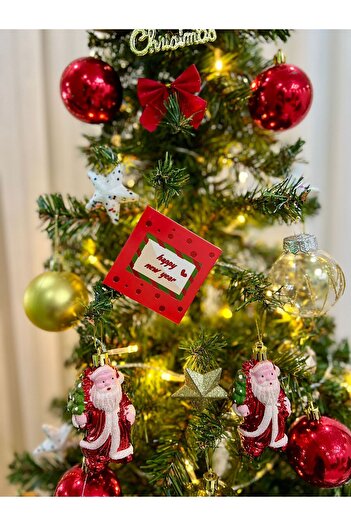 hediyeofisi New Year's Greeting and Message Card - Christmas Tree Ornament 6 Pack