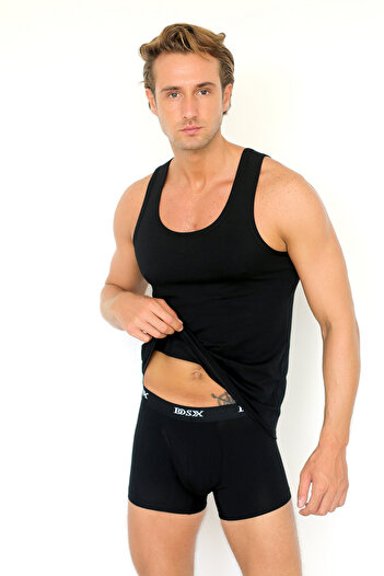 DOSXX Elegant 1.kalite Modal Likra Erkek Iç Çamaşır Seti Damat Çeyiz Bohça Boxer Atlet Takım