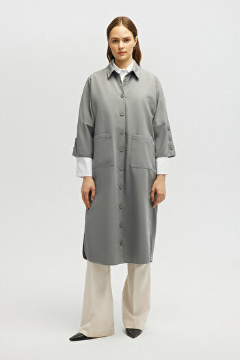 Touché Privé Japone sleeve button detailed trench coat