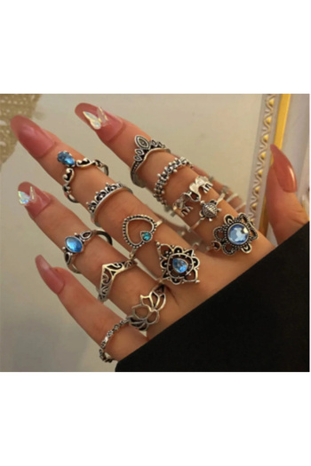 Toz Vintage Blue Stone Joint and Ring Set