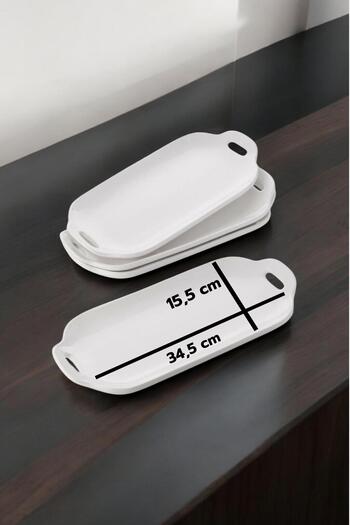 İLİVA 3-Piece Chicken World Model Oval Dish with Handle - Boat Serving Presentation Plate