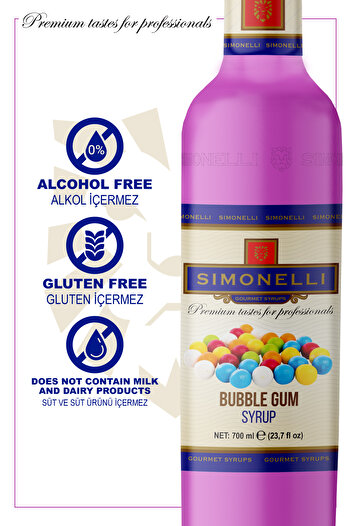 Simonelli Kahve Ve Kokteyl Şurubu Bubble Gum Aromalı 700 ml Pompa Hediyeli