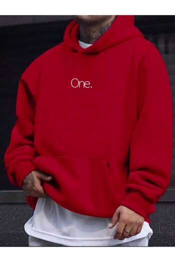 Medinenur One Letter Printed Hooded Sweatshirt
