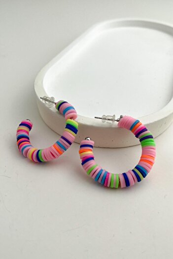 Modex Phosphorescent Colorful Fimo Hoop Earrings (3cm)