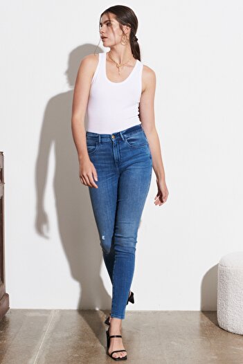WRANGLER Pantaloni elastici din denim cu talie înaltă, cu picioare drepte, Wild West