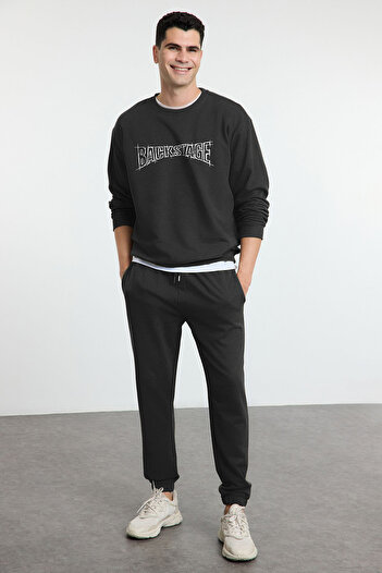Trendyol Collection Anthracite Color Oversize Σετ αθλητικές φόρμες - Tmnaw25em00009