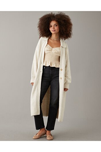 AMERICAN EAGLE AE Maxi Duster Cardigan Beige U-1341-1085